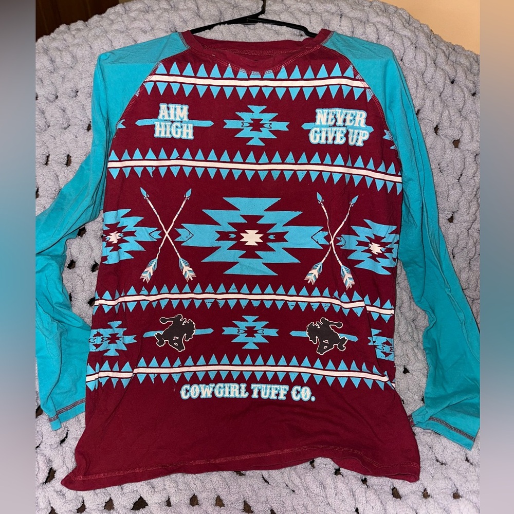 Cowgirl Tuff long sleeve Aztec shirt